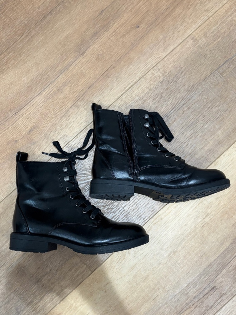 Women's Black Lace-Up Combat Boots